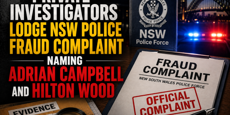 PRIVATE INVESTIGATORS LODGE NSW POLICE FRAUD COMPLAINT NAMING ADRIAN CAMPBELL AND HILTON WOOD PRIVATE INVESTIGATORS LODGE NSW POLICE FRAUD COMPLAINT NAMING ADRIAN CAMPBELL AND HILTON WOOD